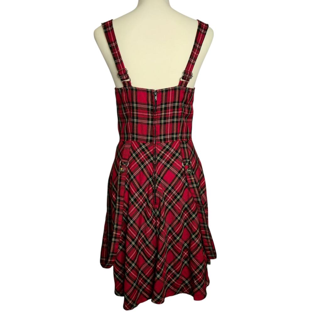 Tripp NYC Red Plaid Suspender Mini Dress M Y2k Punk Rocker Alt Emo Skater Girl - Picture 4 of 9